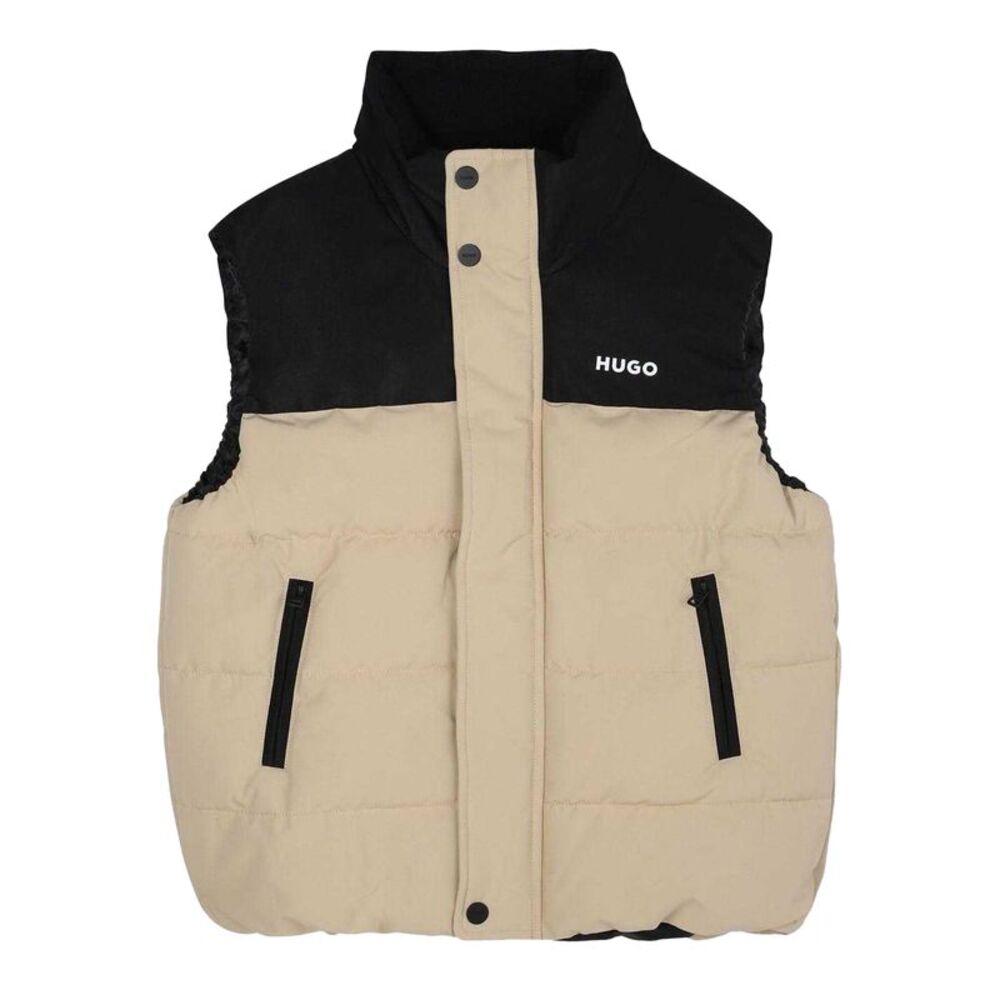 Hugo Childrens/Kids Padded Reversible Regular Sleeveless Vest / Beige/Black